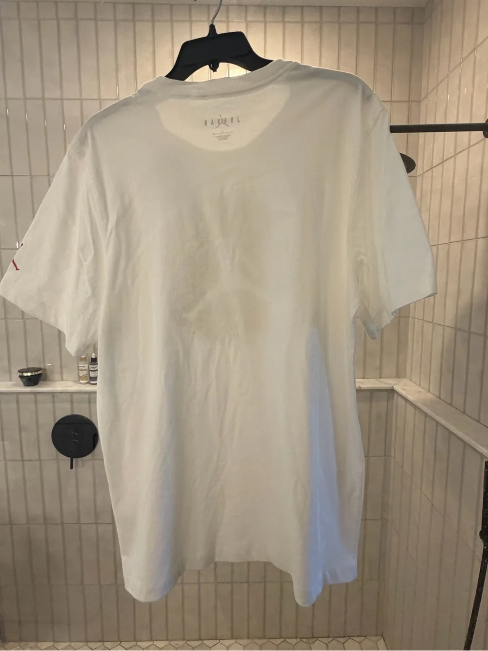 Jordan White Short Sleeve Tee with Multicolor Jumpman Emblem